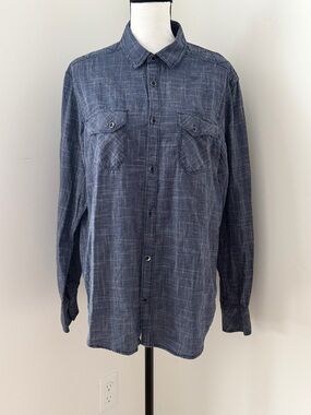 INC International Concepts Men's Slate Blue Textured Button-Down Shirt